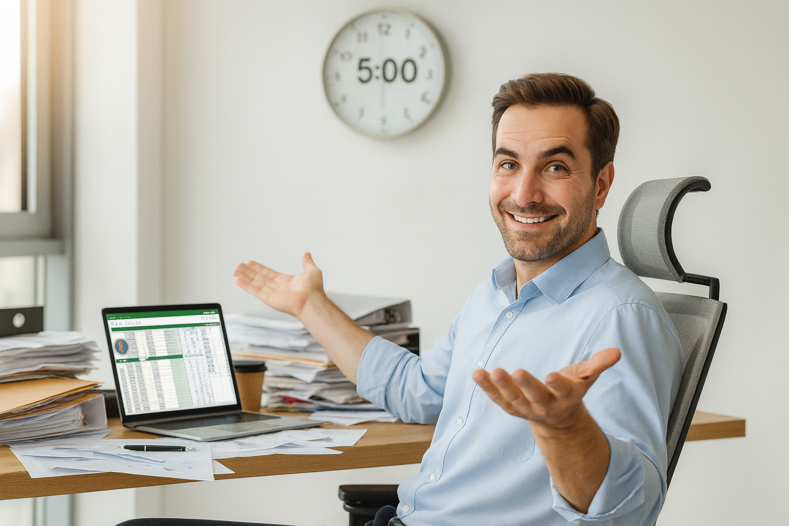 Overwhelmed entrepreneur drowning in routine business tasks